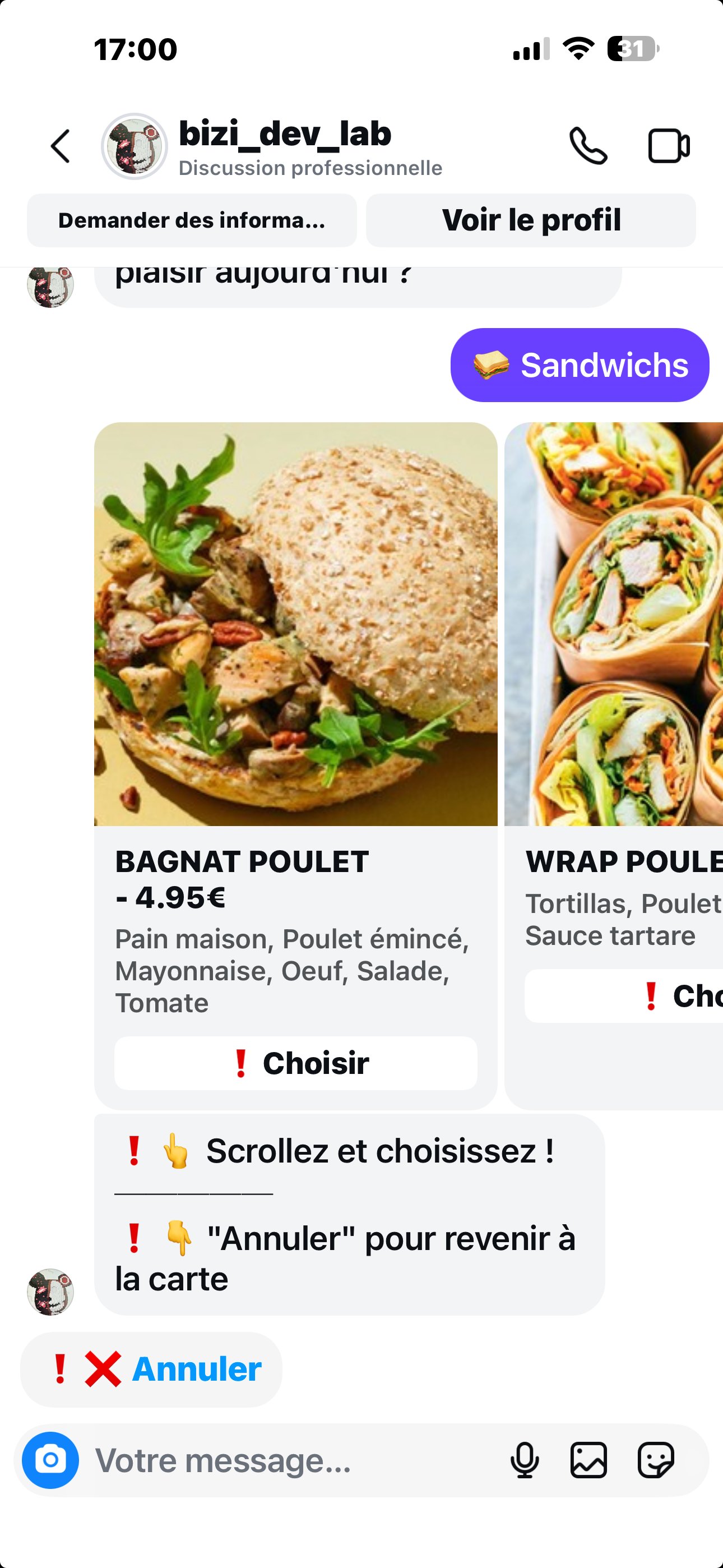 Bot Instagram — carousel de produits